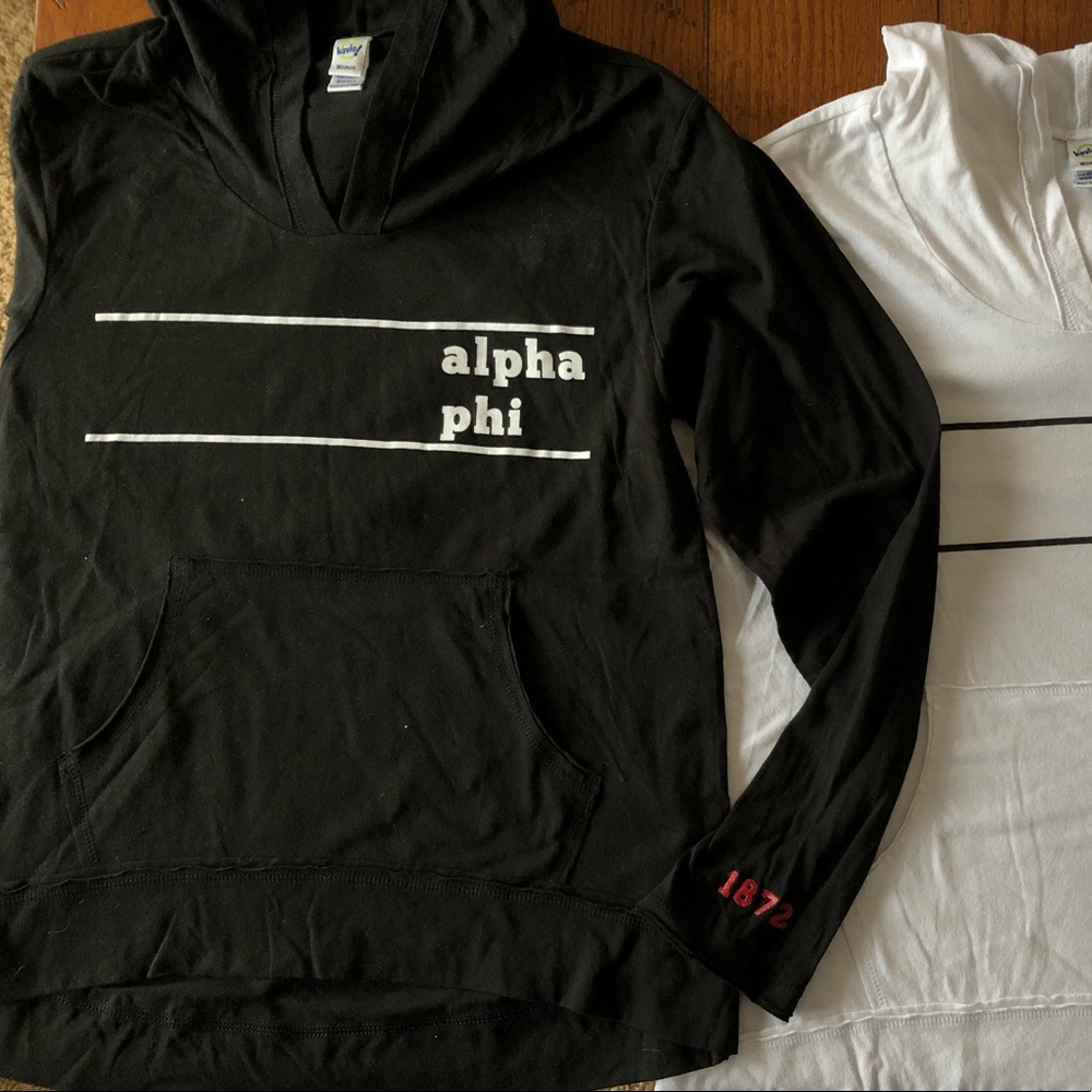 Alpha Phi Black Hooded Long Sleeve